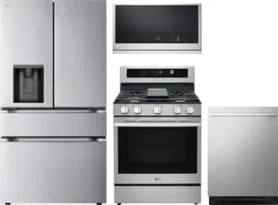 4 Piece Package Includes Refrigerator, Range, Microwave And Dishwasher