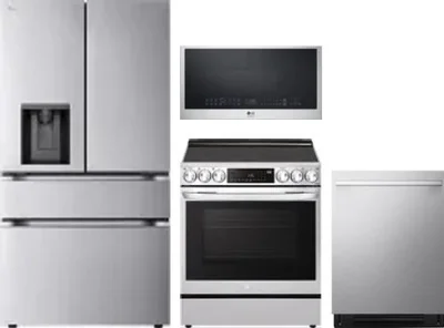 4 Piece Package Includes Refrigerator, Range, Microwave And Dishwasher