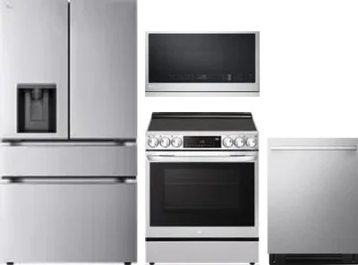 4 Piece Package Includes Refrigerator, Range, Microwave And Dishwasher