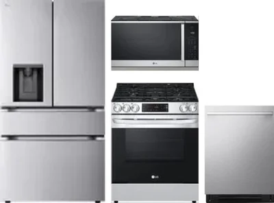 4 Piece Package Includes Refrigerator, Range, Microwave And Dishwasher