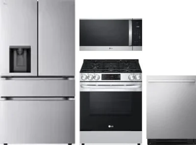 4 Piece Package Includes Refrigerator, Range, Microwave And Dishwasher