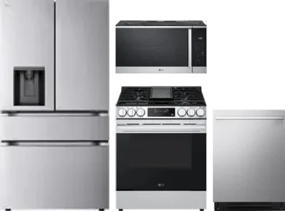 4 Piece Package Includes Refrigerator, Range, Microwave And Dishwasher