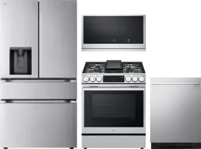4 Piece Package Includes Refrigerator, Range, Microwave And Dishwasher