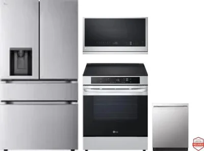 4 Piece Package Includes Refrigerator, Range, Microwave And Dishwasher