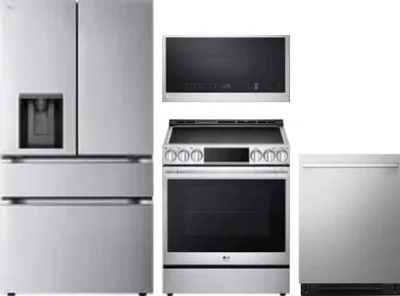 4 Piece Package Includes Refrigerator, Range, Microwave And Dishwasher