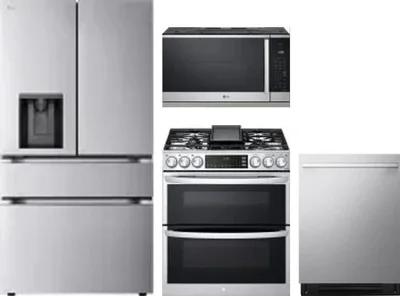 4 Piece Package Includes Refrigerator, Range, Microwave And Dishwasher