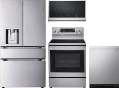 4 Piece Package Includes Refrigerator, Range, Microwave And Dishwasher