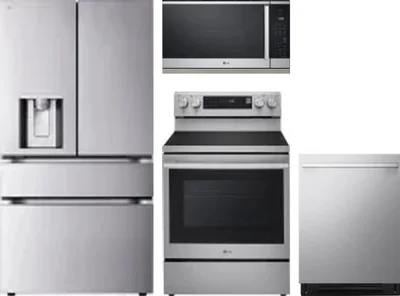 4 Piece Package Includes Refrigerator, Range, Microwave And Dishwasher