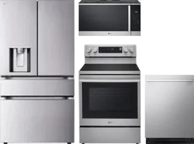4 Piece Package Includes Refrigerator, Range, Microwave And Dishwasher