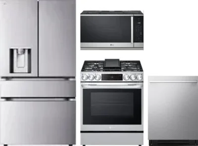 4 Piece Package Includes Refrigerator, Range, Microwave And Dishwasher