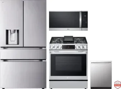 4 Piece Package Includes Refrigerator, Range, Microwave And Dishwasher