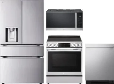 4 Piece Package Includes Refrigerator, Range, Microwave And Dishwasher
