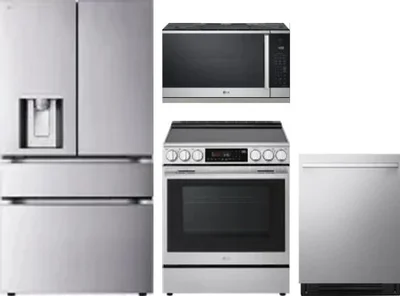 4 Piece Package Includes Refrigerator, Range, Microwave And Dishwasher