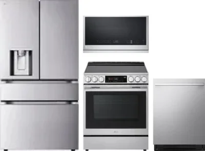 4 Piece Package Includes Refrigerator, Range, Microwave And Dishwasher