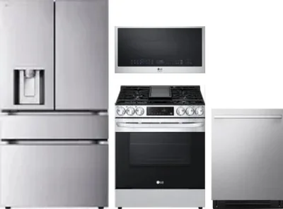 4 Piece Package Includes Refrigerator, Range, Microwave And Dishwasher