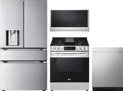 4 Piece Package Includes Refrigerator, Range, Microwave And Dishwasher