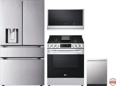4 Piece Package Includes Refrigerator, Range, Microwave And Dishwasher