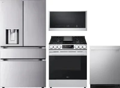 4 Piece Package Includes Refrigerator, Range, Microwave And Dishwasher