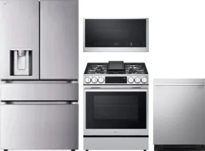 4 Piece Package Includes Refrigerator, Range, Microwave And Dishwasher