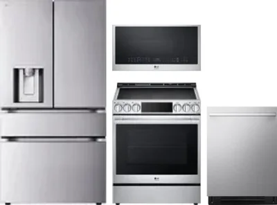 4 Piece Package Includes Refrigerator, Range, Microwave And Dishwasher