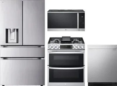 4 Piece Package Includes Refrigerator, Range, Microwave And Dishwasher
