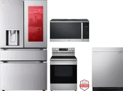 4 Piece Package Includes Refrigerator, Range, Microwave And Dishwasher