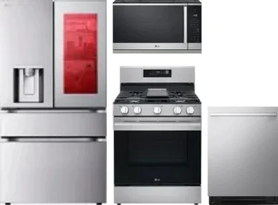 4 Piece Package Includes Refrigerator, Range, Microwave And Dishwasher