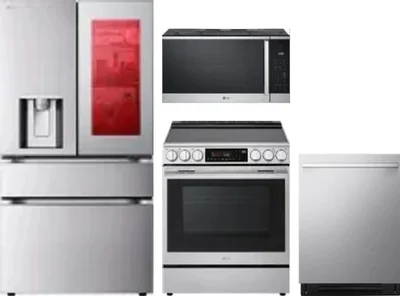 4 Piece Package Includes Refrigerator, Range, Microwave And Dishwasher