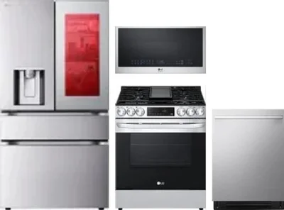 4 Piece Package Includes Refrigerator, Range, Microwave And Dishwasher