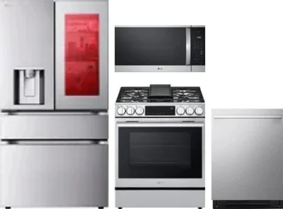 4 Piece Package Includes Refrigerator, Range, Microwave And Dishwasher