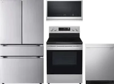 4 Piece Package Includes Refrigerator, Range, Microwave And Dishwasher