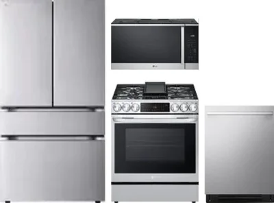 4 Piece Package Includes Refrigerator, Range, Microwave And Dishwasher