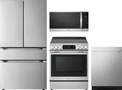 4 Piece Package Includes Refrigerator, Range, Microwave And Dishwasher