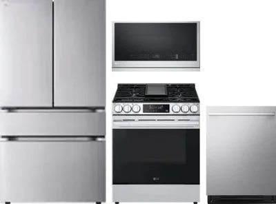 4 Piece Package Includes Refrigerator, Range, Microwave And Dishwasher
