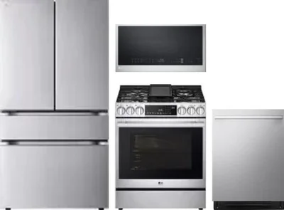 4 Piece Package Includes Refrigerator, Range, Microwave And Dishwasher