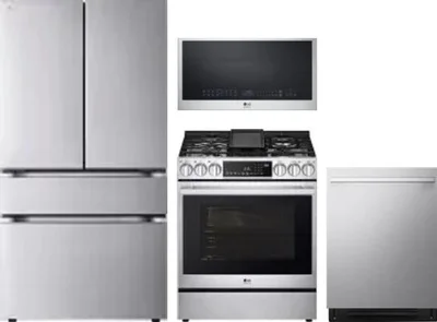 4 Piece Package Includes Refrigerator, Range, Microwave And Dishwasher