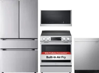 4 Piece Package Includes Refrigerator, Range, Microwave And Dishwasher