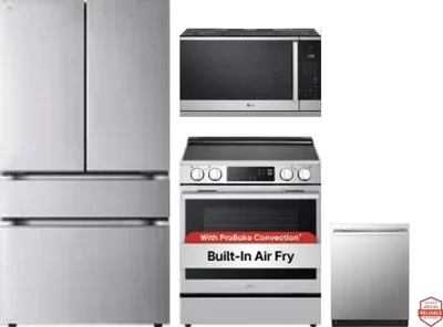 4 Piece Package Includes Refrigerator, Range, Microwave And Dishwasher