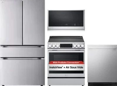 4 Piece Package Includes Refrigerator, Range, Microwave And Dishwasher