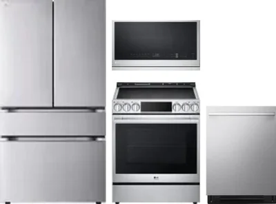 4 Piece Package Includes Refrigerator, Range, Microwave And Dishwasher