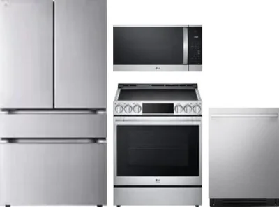 4 Piece Package Includes Refrigerator, Range, Microwave And Dishwasher