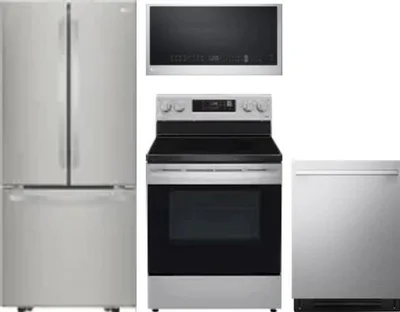 4 Piece Package Includes Refrigerator, Range, Microwave And Dishwasher