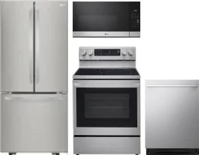 4 Piece Package Includes Refrigerator, Range, Microwave And Dishwasher