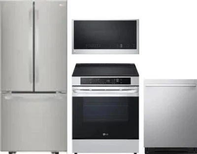 4 Piece Package Includes Refrigerator, Range, Microwave And Dishwasher