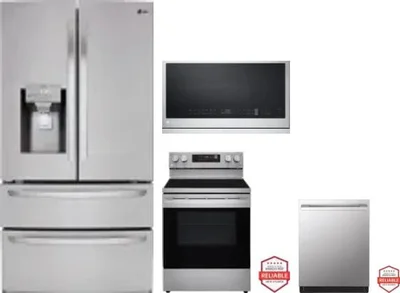 4 Piece Package Includes Refrigerator, Range, Microwave And Dishwasher