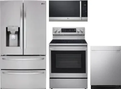 4 Piece Package Includes Refrigerator, Range, Microwave And Dishwasher