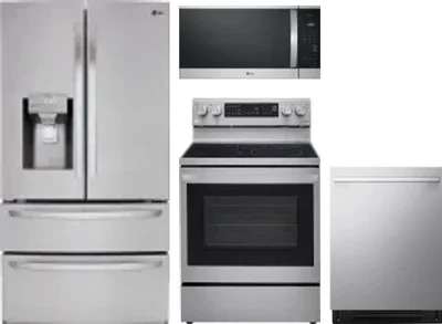 4 Piece Package Includes Refrigerator, Range, Microwave And Dishwasher