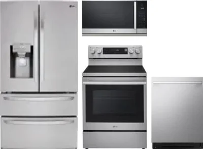 4 Piece Package Includes Refrigerator, Range, Microwave And Dishwasher
