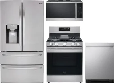 4 Piece Package Includes Refrigerator, Range, Microwave And Dishwasher