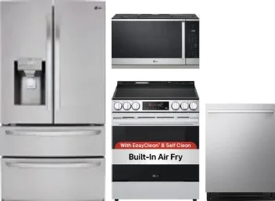 4 Piece Package Includes Refrigerator, Range, Microwave And Dishwasher